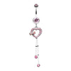 Light Pink Dainty Bow-Tie Accented Heart Belly Button Ring