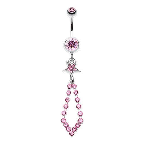 Light Pink Dazzle Loops Star Belly Button Ring