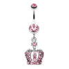 Light Pink Dazzling Royal Crown Belly Button Ring