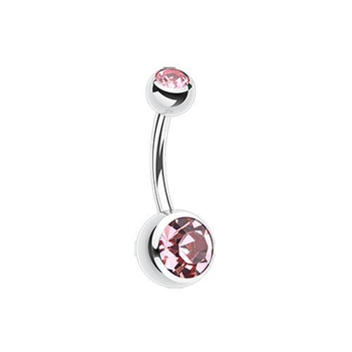 Opal flower shaped dangle belly button piercing ring aqua cz gemstones –  Siren Body Jewelry
