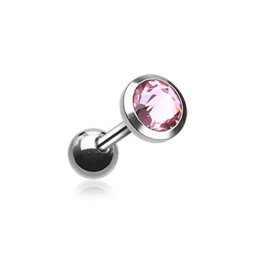 Light Pink Gem Sparkle Tragus Cartilage Barbell Earring - 1 Piece