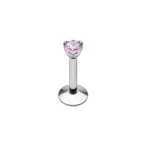 Light Pink Gem Top Prong Set Labret