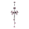 Light Pink Glistening Polka Dots Bow-Tie Belly Button Ring