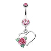 Light Pink Heart Rose Belly Button Ring