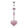 Light Pink Journey Heart Sparkle Belly Button Ring
