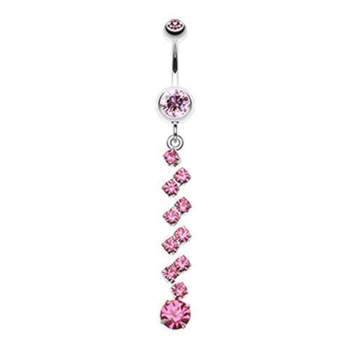 Light Pink Journey Tier Sparkle Belly Button Ring