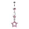 Light Pink Layered Star Sparkle Belly Button Ring