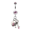 Light Pink Love Lock Down Belly Button Ring