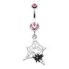 Belly Ring - Dangle Light Pink Mini Spider Cobweb Belly Button Ring -Rebel Bod-RebelBod