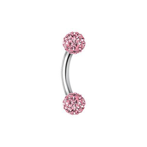 Light Pink Multi-Sprinkle Dot Curved Barbell Eyebrow Ring