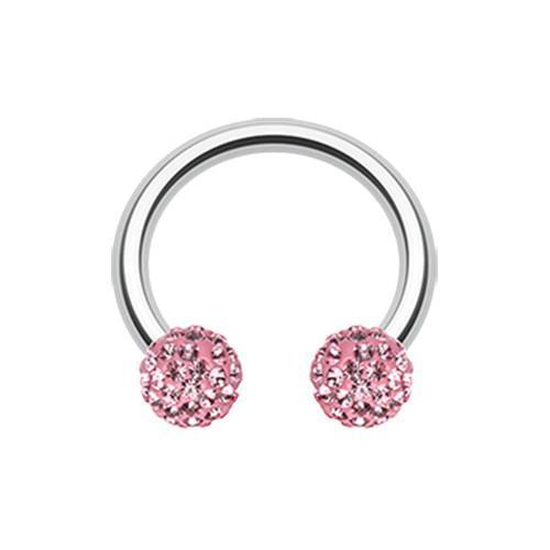 Light Pink Multi-Sprinkle Dot Multi Gem Horseshoe Circular Barbell