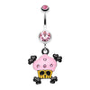 Light Pink Pirate Crossbones Cupcake Belly Button Ring