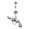Light Pink Pistol Gun Sparkle Belly Button Ring