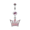 Light Pink Regal Crown Belly Button Ring