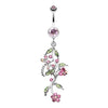 Light Pink Romantic Vines w/ Flowers Belly Button Rings