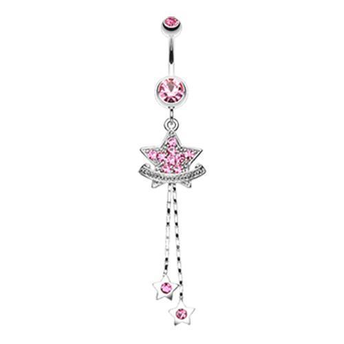 Light Pink Shimmering Star Banner Belly Button Ring