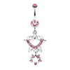 Light Pink Sparkling Heart Star Dangle Belly Button Ring