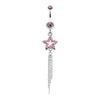 Light Pink Star Sparkle Chain Drop Dangle Belly Button Ring