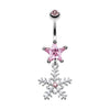 Light Pink Stars and Snowflakes Belly Button Ring