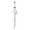 Light Pink Sweet Pearl Heart and Flower Belly Button Ring