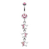 Light Pink Triple Sparkling Star Belly Button Ring