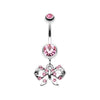 Light Pink Twinkling Bow Belly Button Ring