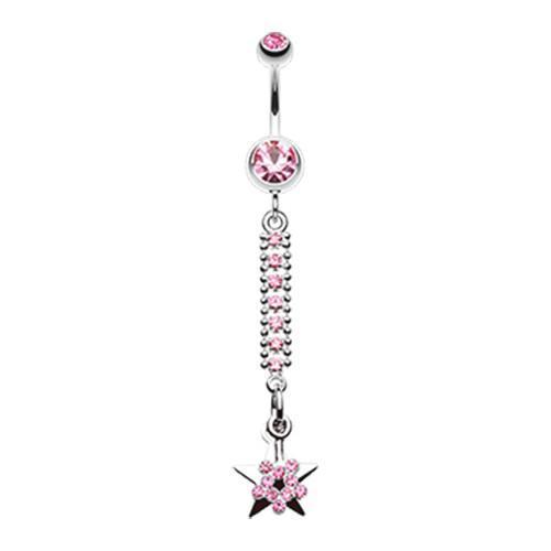 Light Pink Twinkling Journey to the Stars Belly Button Ring