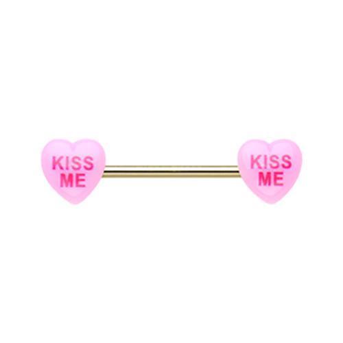 Pink CZ Gem Lacy Heart Dangle Barbell Nipple Ring Set – BodyCandy