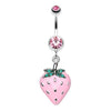 Light Pink Vibrant Strawberry Dangle Belly Button Ring