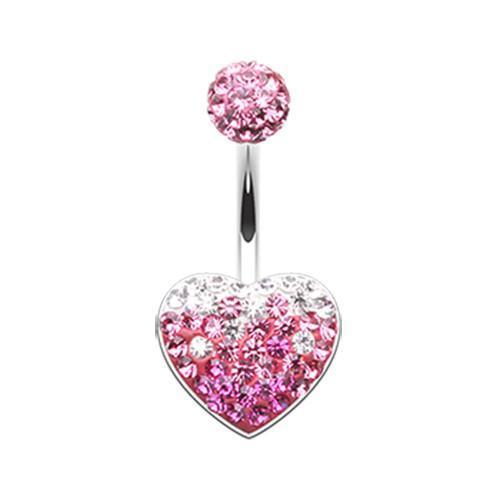 Light Pink Waterfall Droplets Heart Multi-Sprinkle Dot Belly Button Ring