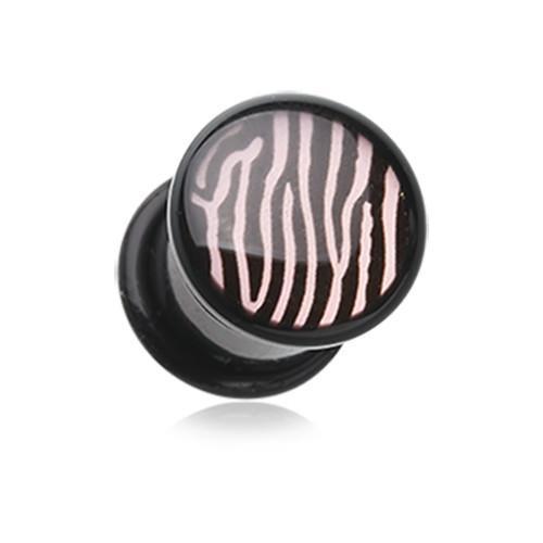 Light Pink Zebra Stripe Single Flared Ear Gauge Plug - 1 Pair