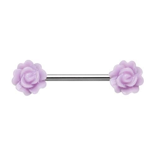 Light Purple Acrylic Rose Nipple Barbell - 1 Piece