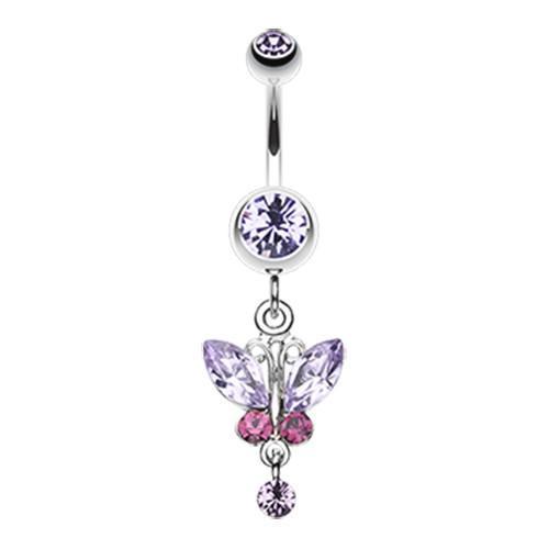 Light Purple Elegant Butterfly Belly Button Ring