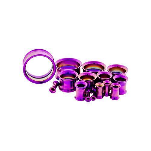 Tunnels - Double Flare Light Purple Titanium Internally Threaded Double Flare Tunnels - 1 Piece - Special -Rebel Bod-RebelBod