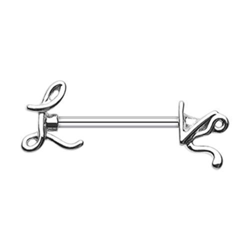 LOVE Script Nipple Barbell - 1 Piece