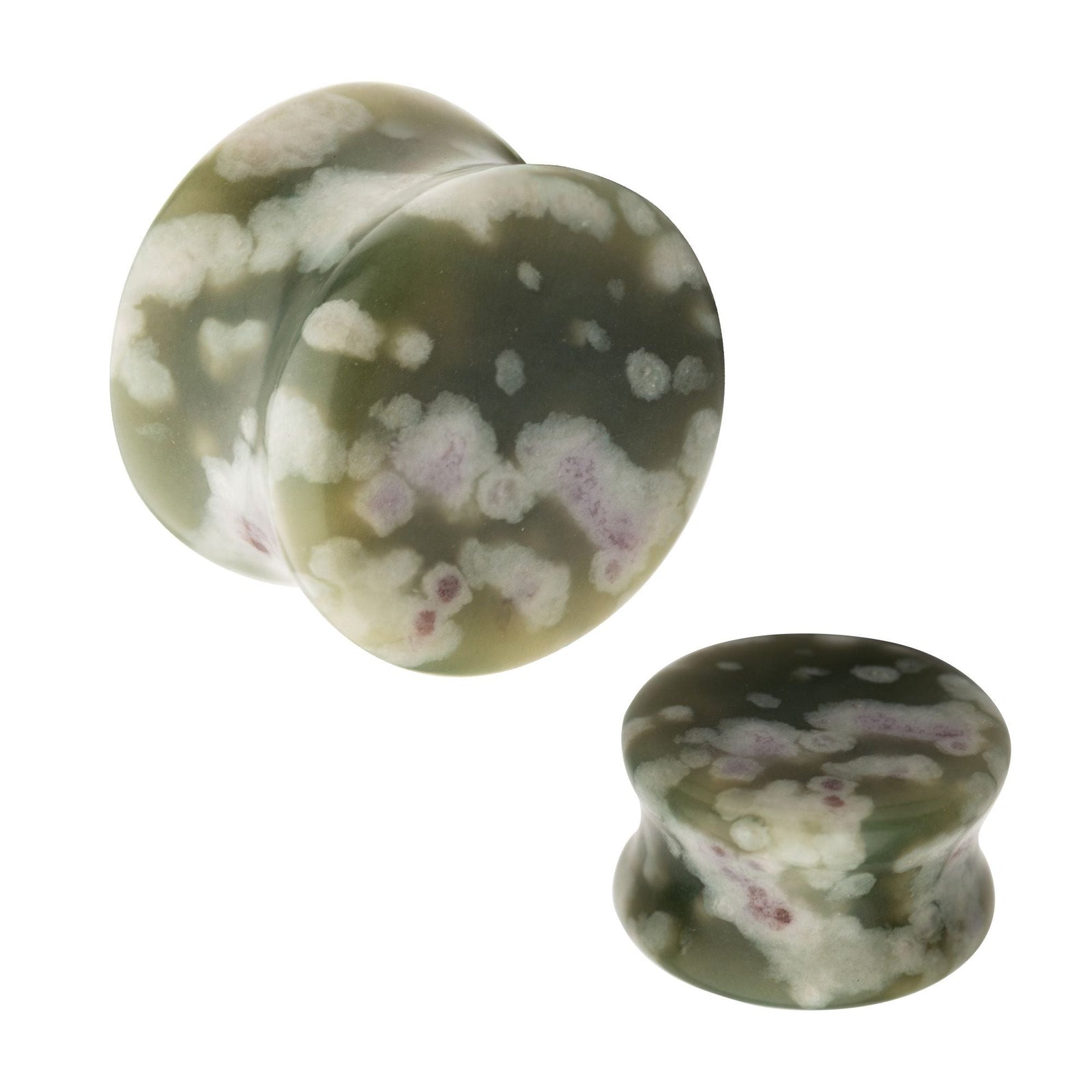 Organics Lucky Jade Stone Concave Double Flare Plug pstn38-2pr -Rebel Bod-RebelBod
