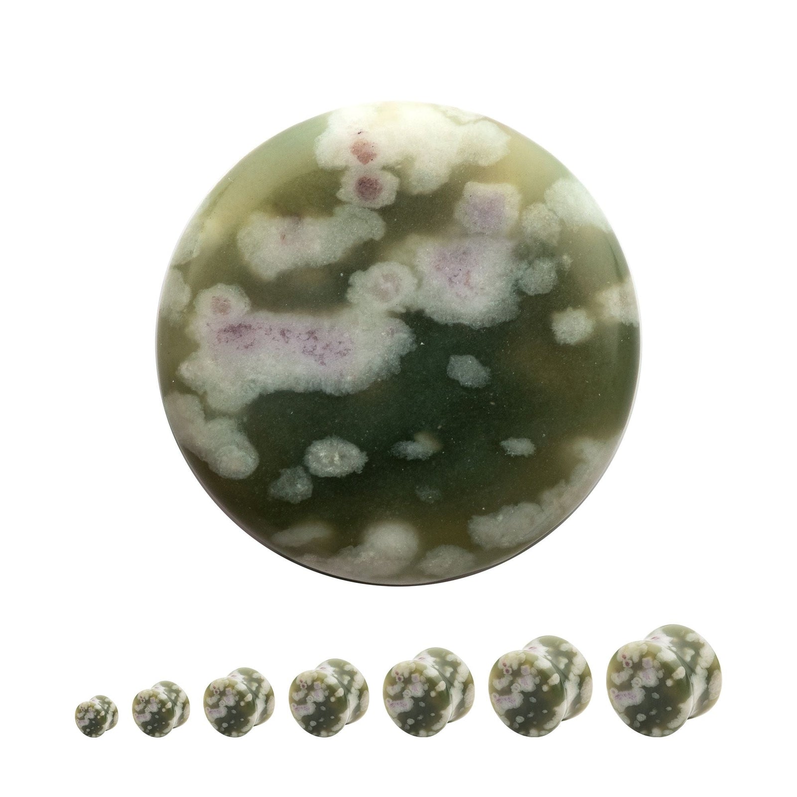 Organics Lucky Jade Stone Concave Double Flare Plug pstn38-2pr -Rebel Bod-RebelBod