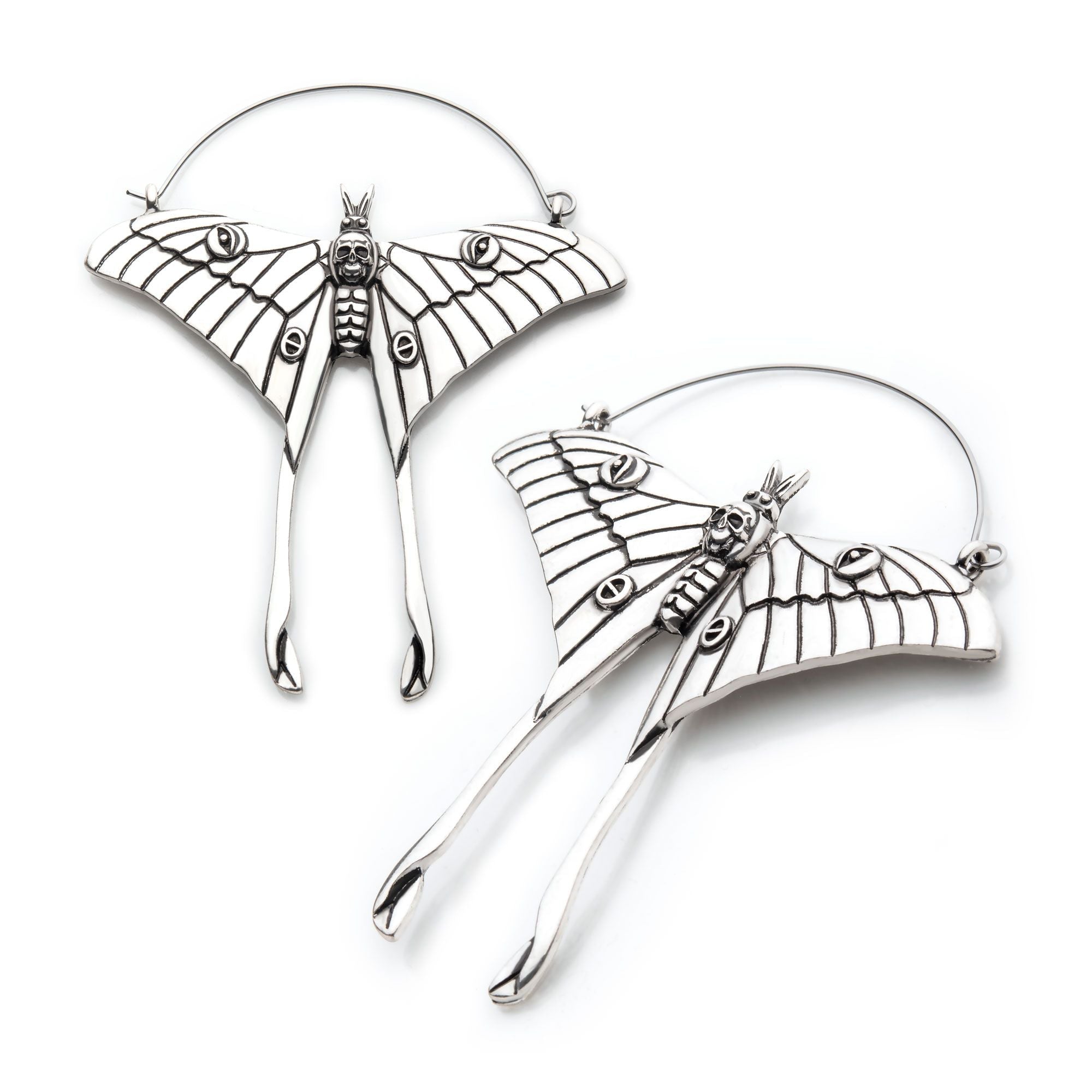 Luna Death Moth Plug Hoops -Rebel Bod-RebelBod