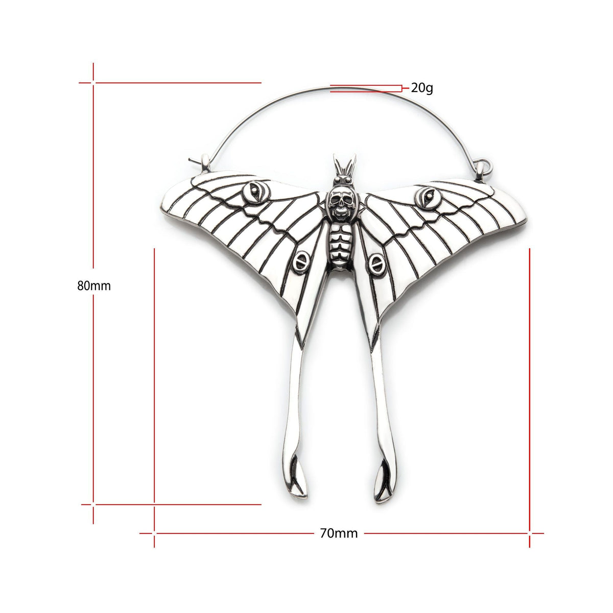 Luna Death Moth Plug Hoops -Rebel Bod-RebelBod