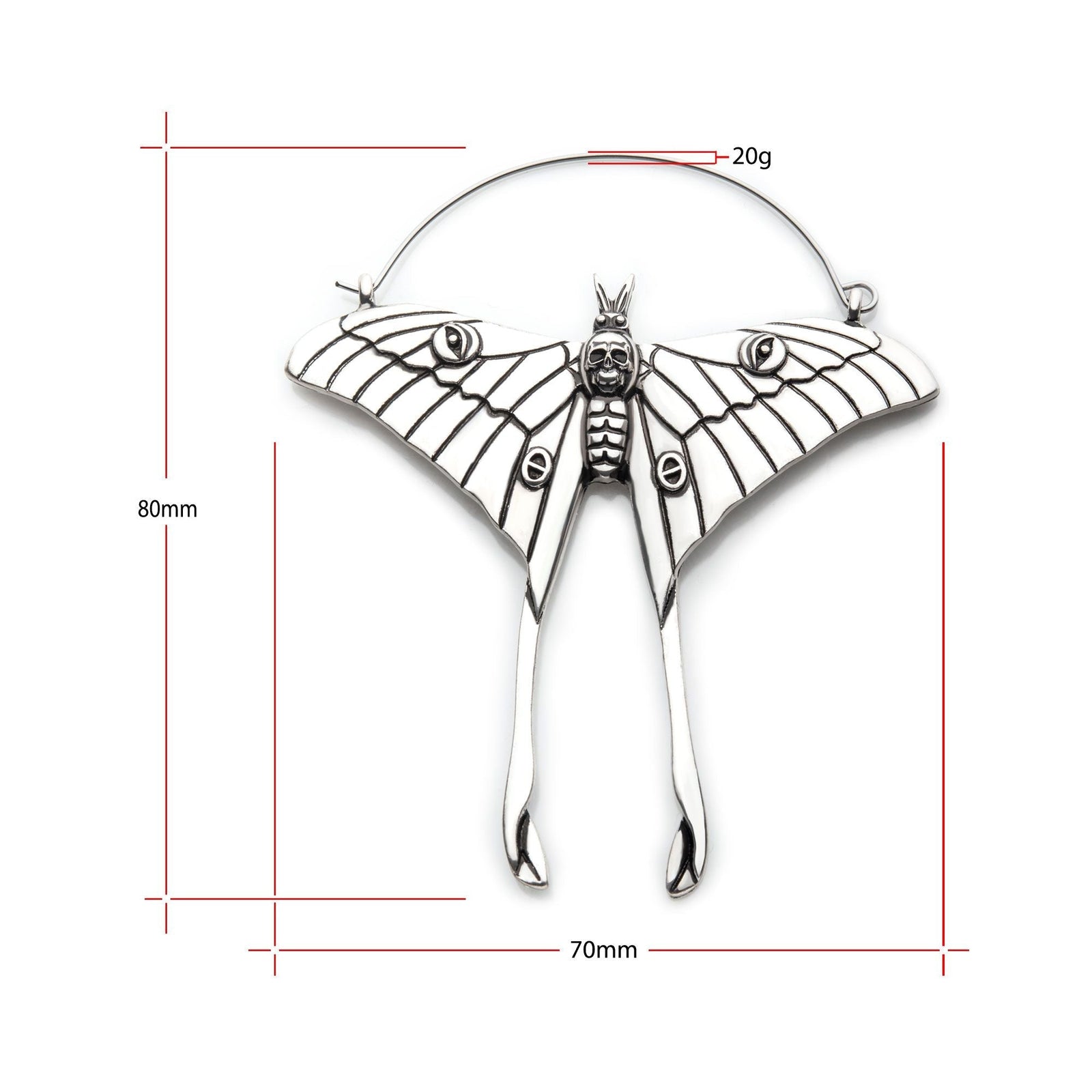 Luna Death Moth Plug Hoops -Rebel Bod-RebelBod