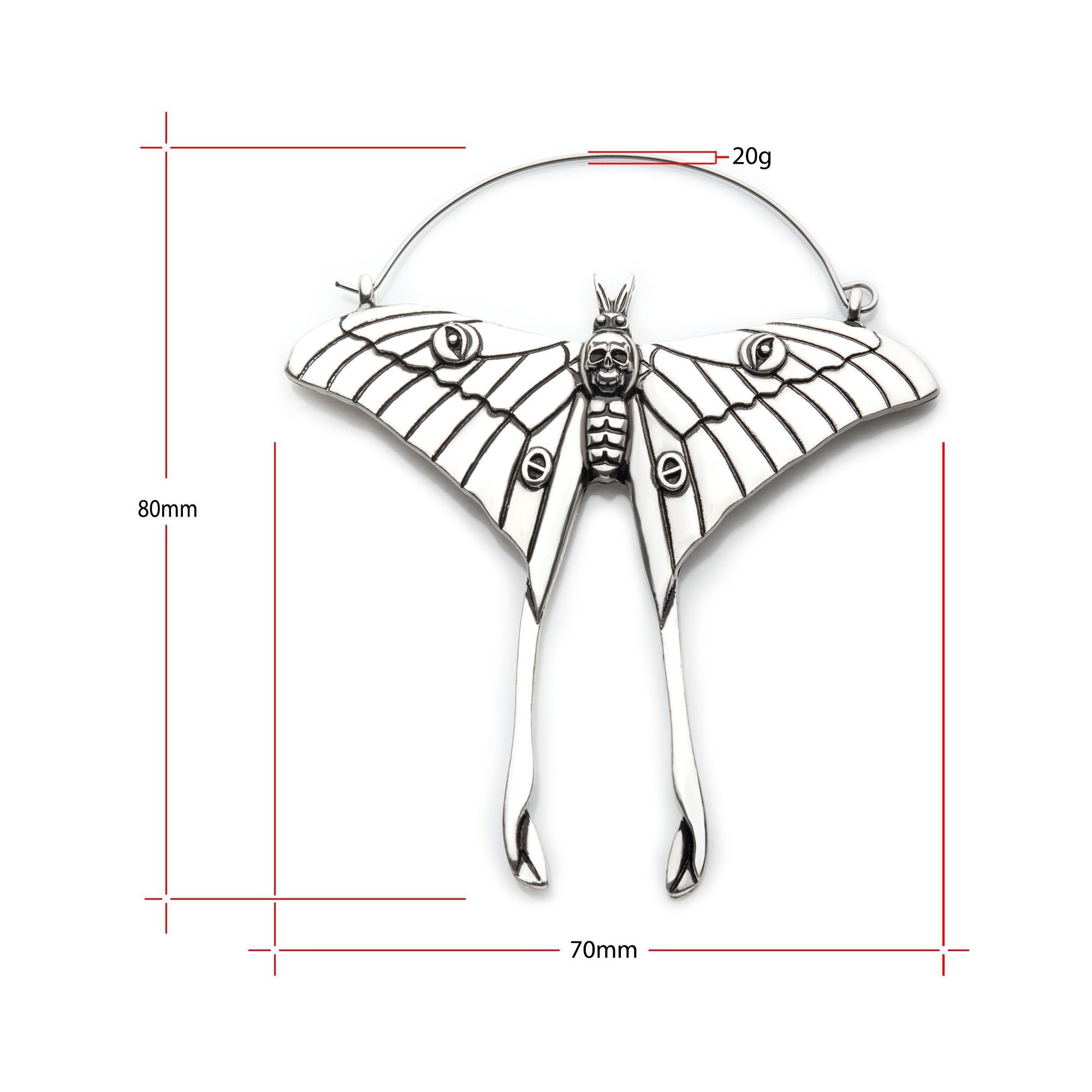 Luna Death Moth Plug Hoops -Rebel Bod-RebelBod