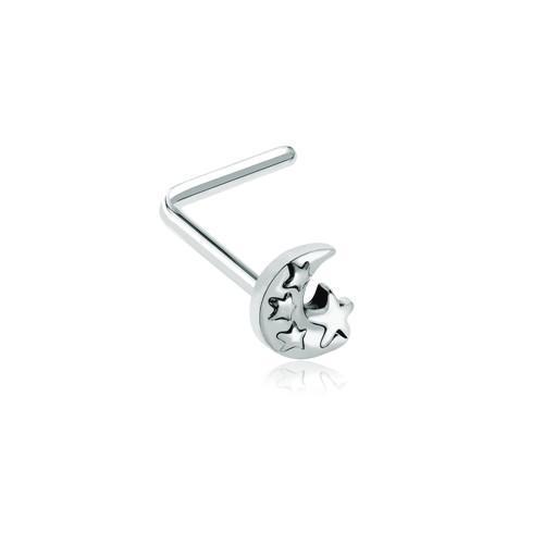 Lunar Moon Star L-Shape Nose Ring