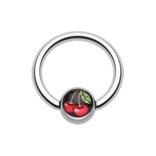 Luscious Cherry Logo Ball Captive Bead Ring