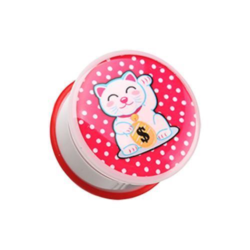 Maneki-Neko Lucky Cat Single Flared Ear Gauge Plug - 1 Pair