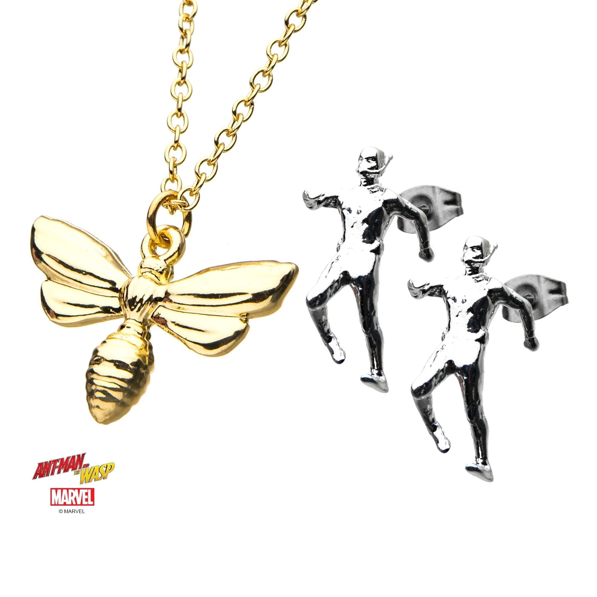 MARVEL Marvel Ant-Man Stud Earring Wasp Pendant Necklace Set -Rebel Bod-RebelBod