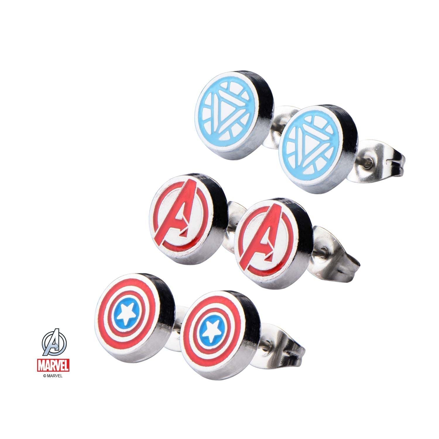 MARVEL Marvel Avenger "A" Logo,Captain America Iron Man Stud Earring Set -Rebel Bod-RebelBod