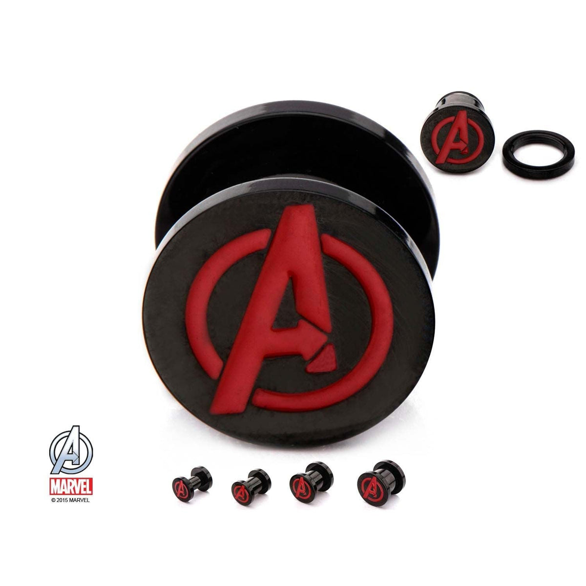 MARVEL Marvel Avenger Red Logo Front Enamel Screw Fit Plug -Rebel Bod-RebelBod