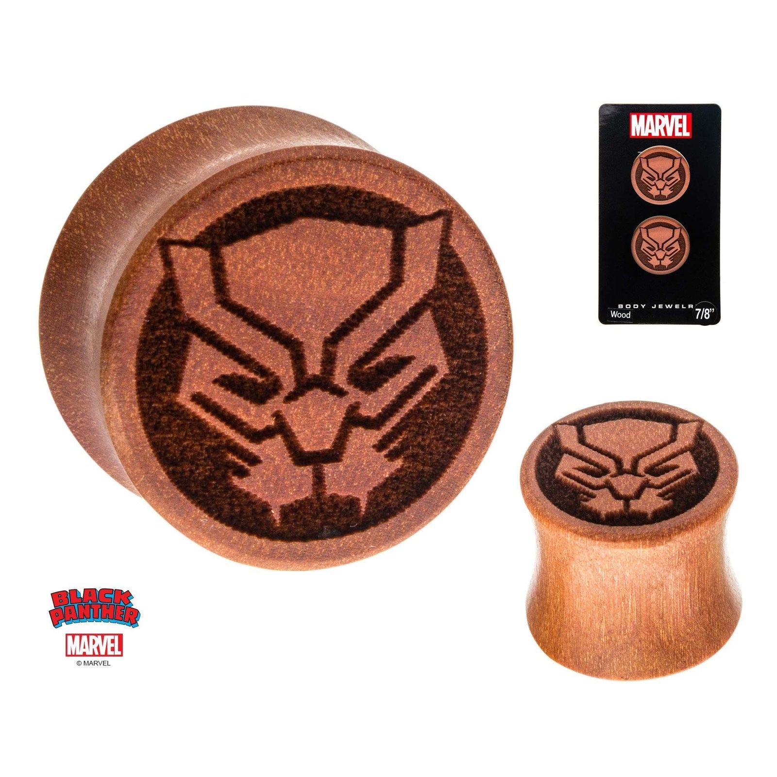 MARVEL Marvel Black Panther Double Flare Sawo Wood Plug -Rebel Bod-RebelBod