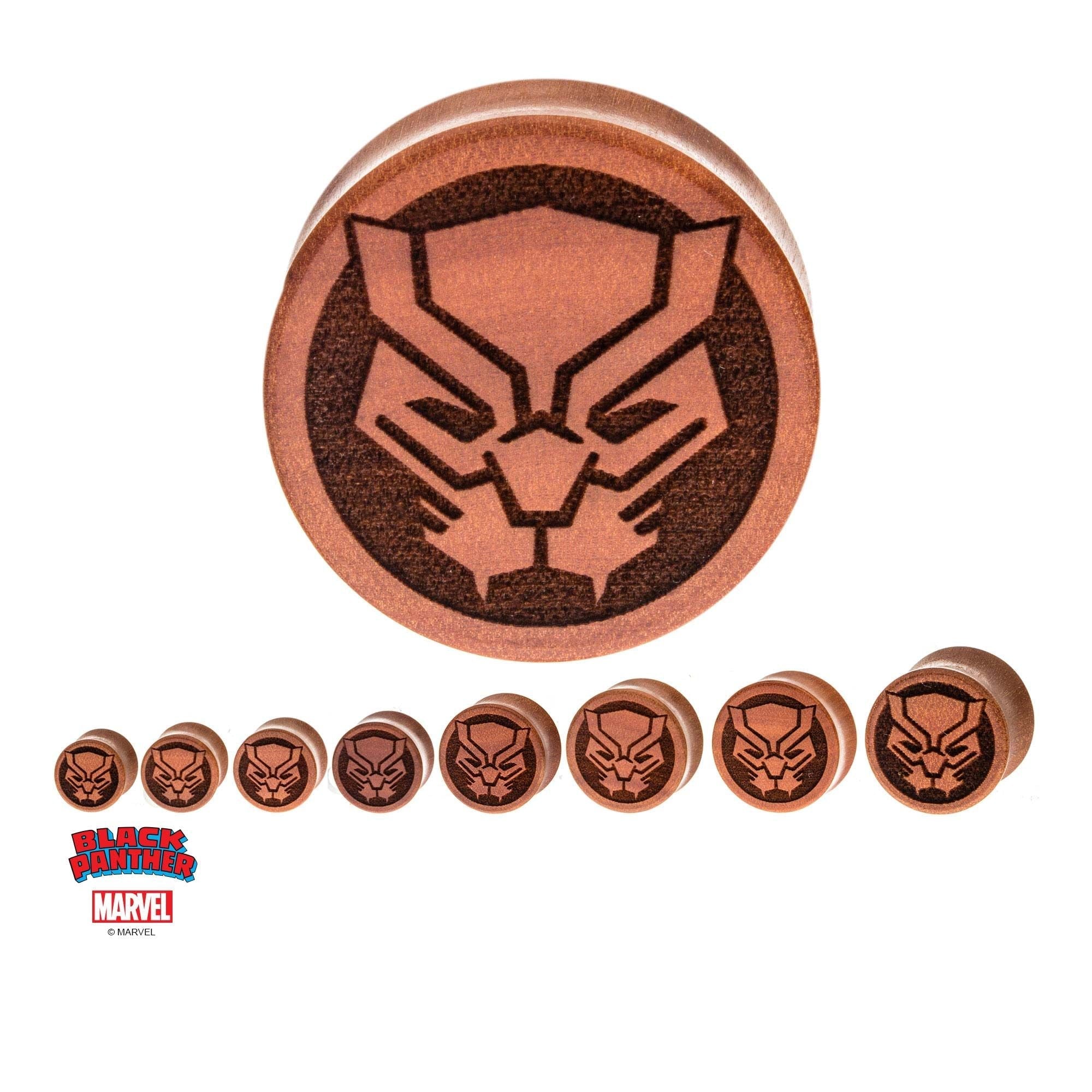 MARVEL Marvel Black Panther Double Flare Sawo Wood Plug -Rebel Bod-RebelBod