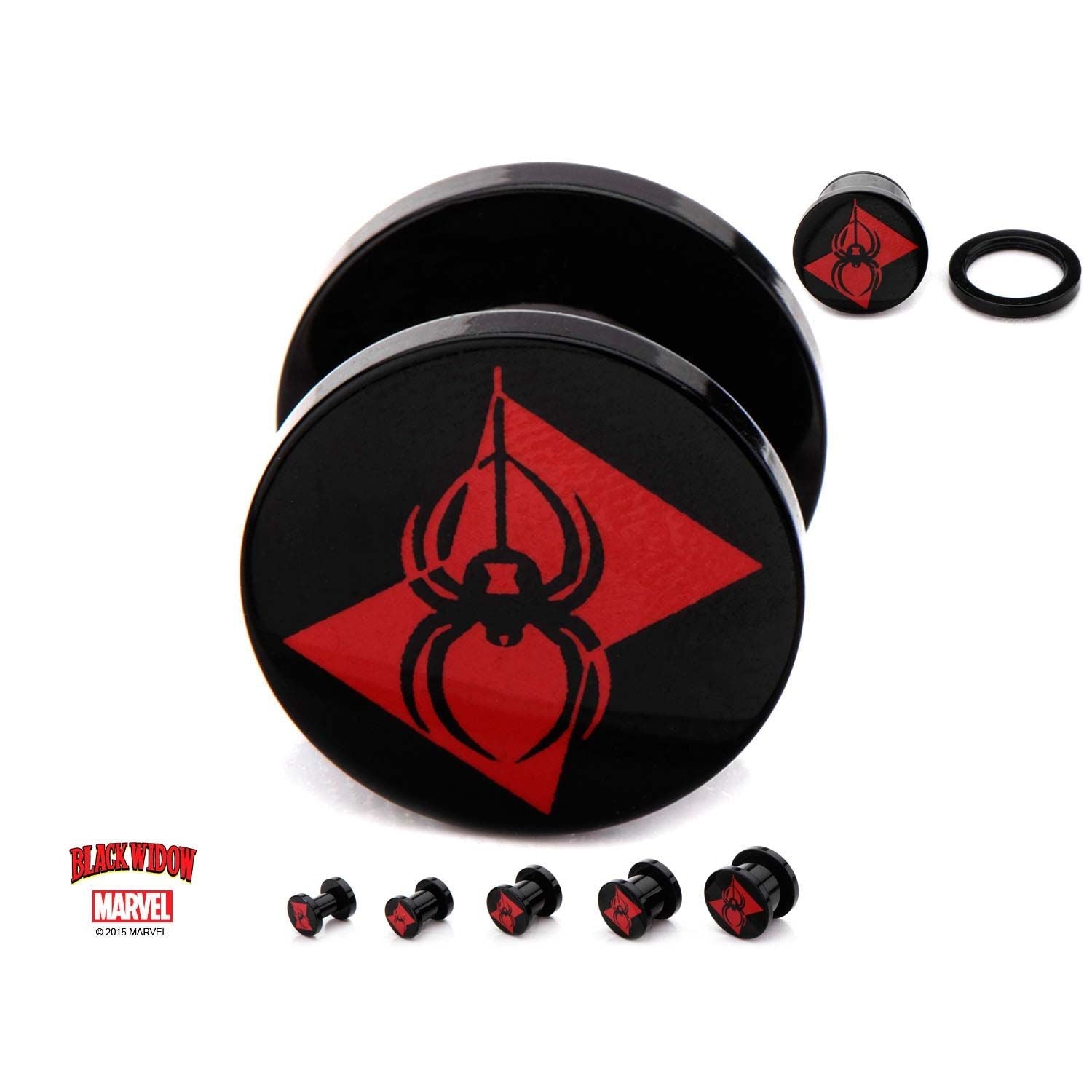 MARVEL Marvel Black Widow Logo Front Screw Fit Plug -Rebel Bod-RebelBod